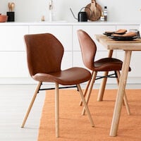 4kpl Keto tuoli konjakki retro 691B PU-keinonahka, tammi jalat, asiakaspalautus